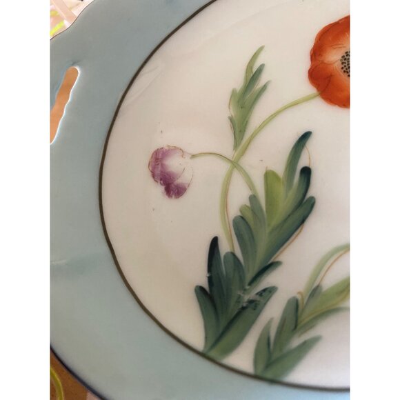 Vintage Hand-Painted Floral Porcelain Dish With Handles By Heinrich & Co Bavaria - Picture 5 of 10